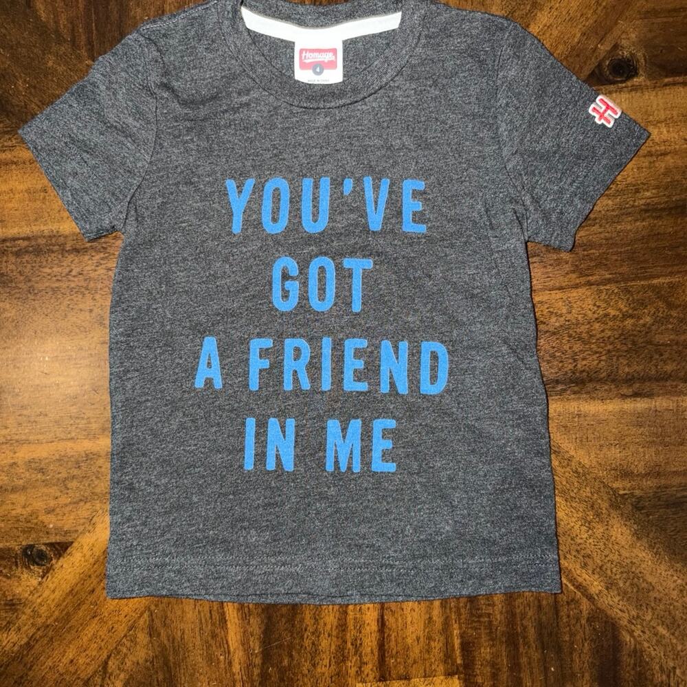 Homage “You’ve Got a Friend In Me” Disney Toy Story Youth Tee - Size: 4